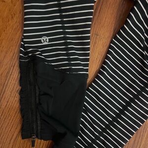 Lululemon Athletica Black and White Striped Leggings